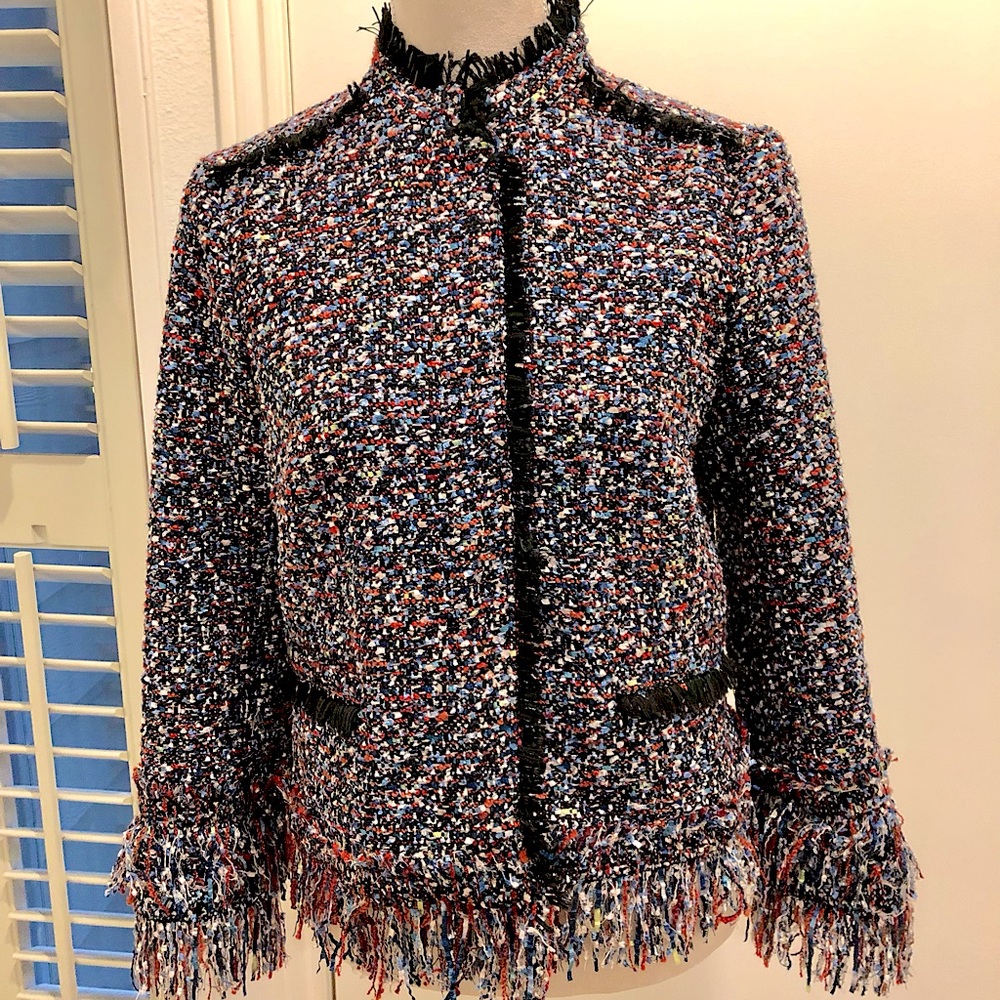 Ann Taylor Fringe Tweed Jacket